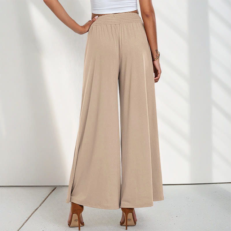 Pantalones anchos de poliéster para mujer, informales, de cintura alta, lisos y holgados, con bolsillos y estampado de Buddha Stones - image 1