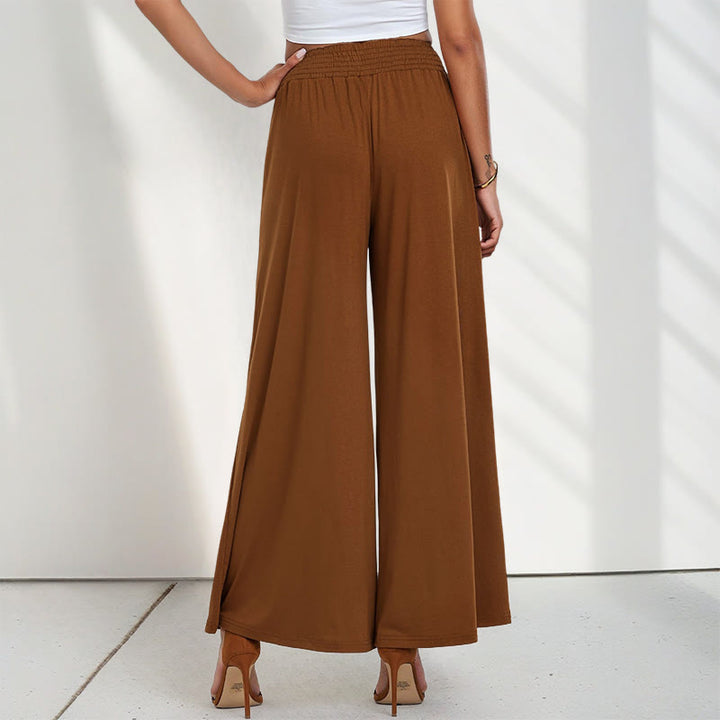 Pantalones anchos de poliéster para mujer, informales, de cintura alta, lisos y holgados, con bolsillos y estampado de Buddha Stones - image 8