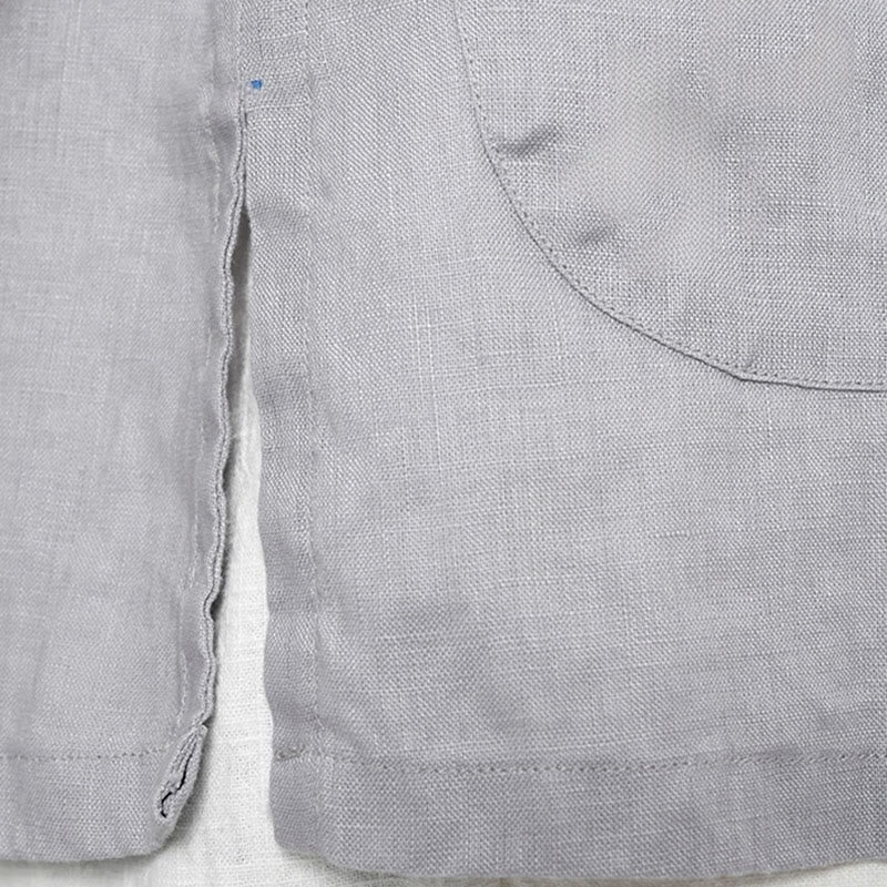 Buddha Stones Camisas de lino de manga larga con botones de rana y bolsillos para mujer en color liso - image 11