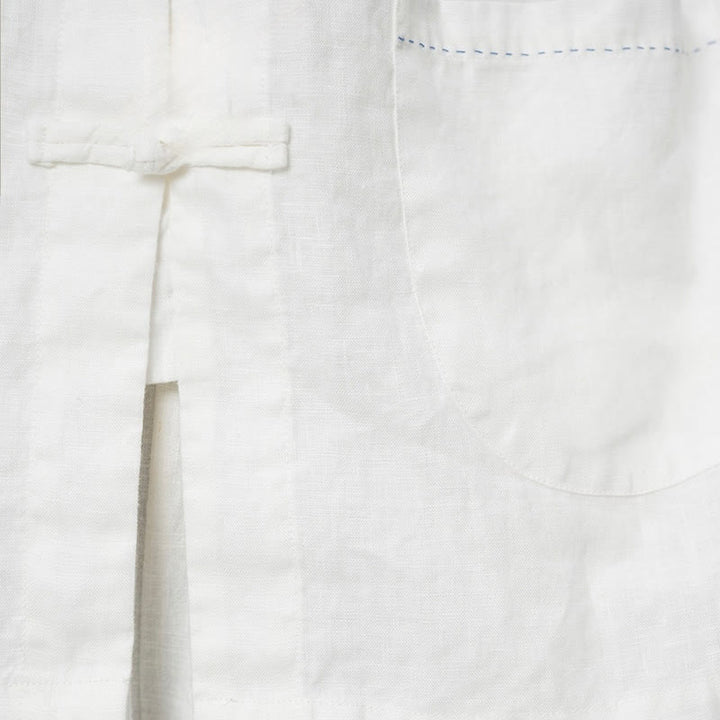 Buddha Stones Camisas de lino de manga larga con botones de rana y bolsillos para mujer en color liso - image 22