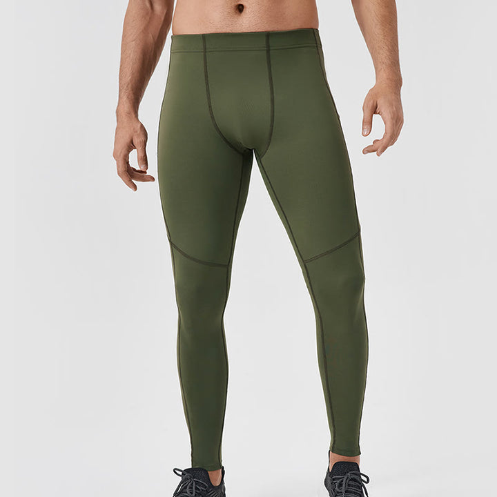 Leggings deportivos transpirables elásticos de cintura alta de color sólido con Buddha Stones para hombre con bolsillo trasero con cremallera - Aceituna - US/UK/AU44, EU54 (2XL) - image 25