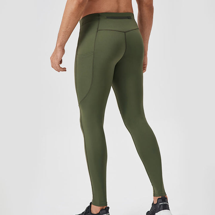 Leggings deportivos transpirables elásticos de cintura alta de color sólido con Buddha Stones para hombre con bolsillo trasero con cremallera - image 27