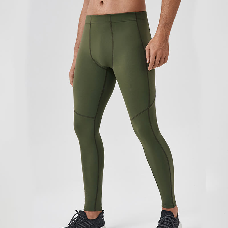 Leggings deportivos transpirables elásticos de cintura alta de color sólido con Buddha Stones para hombre con bolsillo trasero con cremallera - image 26
