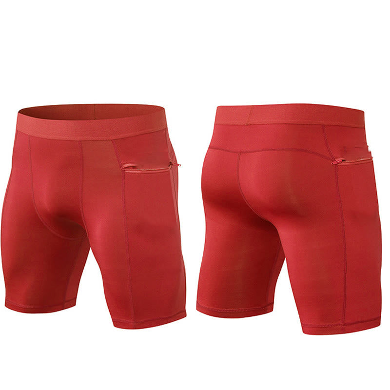 Pantalones cortos deportivos de secado rápido, ajustados y elásticos de Buddha Stones para hombre con bolsillos con cremallera - image 19