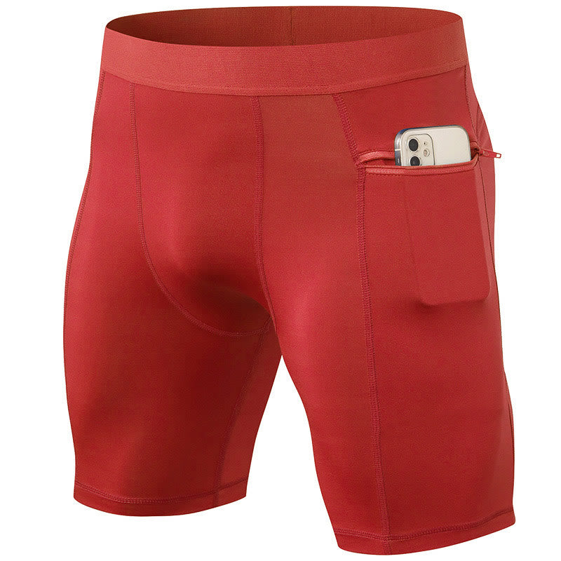 Pantalones cortos deportivos de secado rápido, ajustados y elásticos de Buddha Stones para hombre con bolsillos con cremallera - image 18