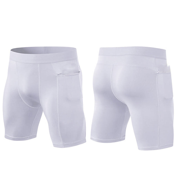 Pantalones cortos deportivos de secado rápido, ajustados y elásticos de Buddha Stones para hombre con bolsillos con cremallera - image 17