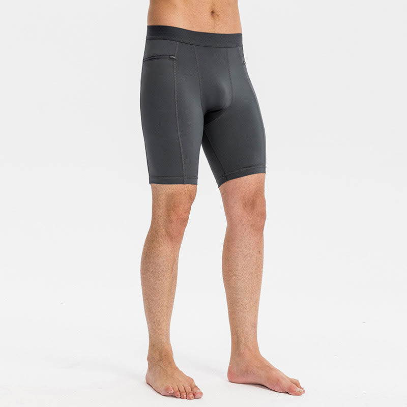 Pantalones cortos deportivos de secado rápido, ajustados y elásticos de Buddha Stones para hombre con bolsillos con cremallera - image 7