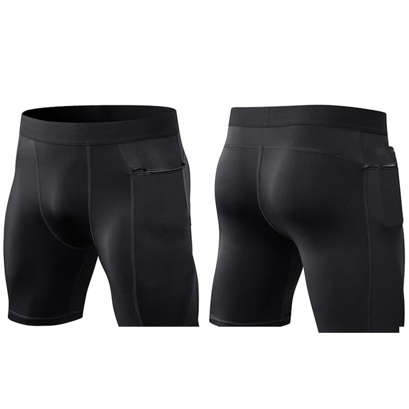Pantalones cortos deportivos de secado rápido, ajustados y elásticos de Buddha Stones para hombre con bolsillos con cremallera - image 21