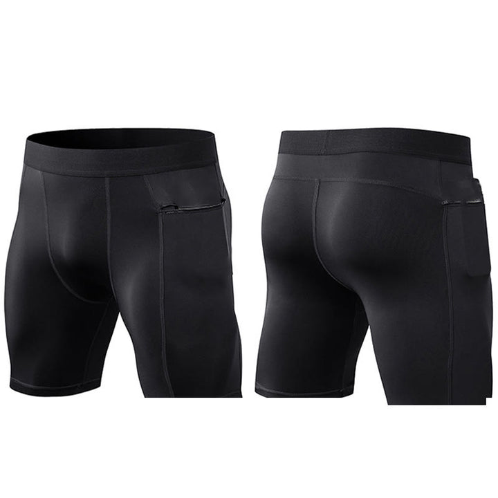 Pantalones cortos deportivos de secado rápido, ajustados y elásticos de Buddha Stones para hombre con bolsillos con cremallera - image 21