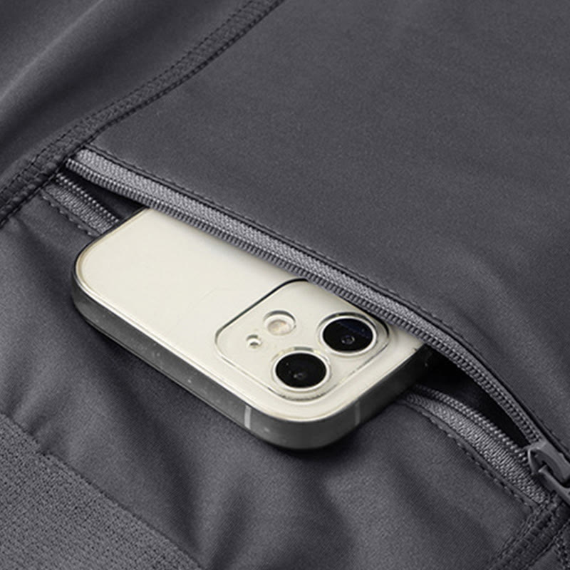 Pantalones cortos deportivos de secado rápido, ajustados y elásticos de Buddha Stones para hombre con bolsillos con cremallera - image 13