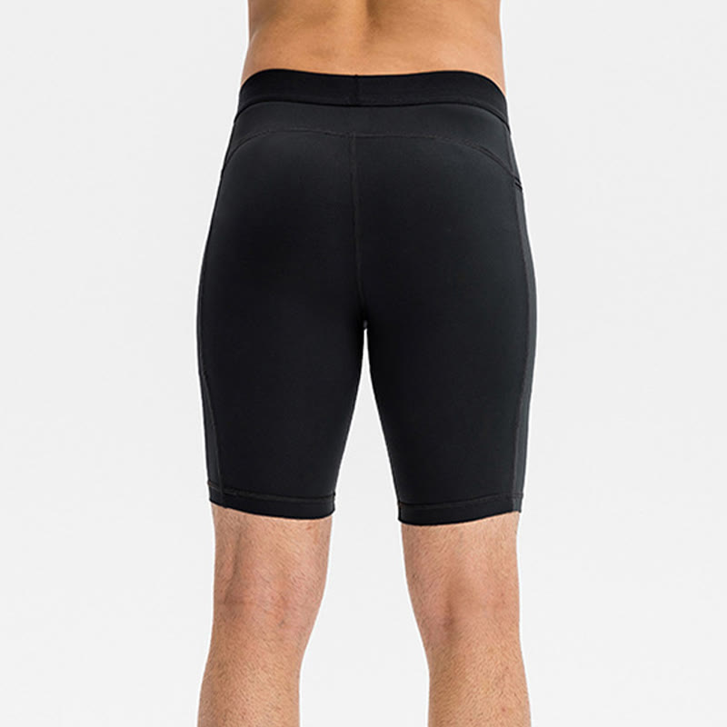 Pantalones cortos deportivos de secado rápido, ajustados y elásticos de Buddha Stones para hombre con bolsillos con cremallera - image 23