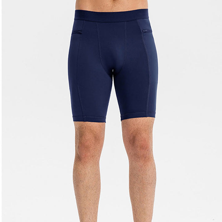 Pantalones cortos deportivos de secado rápido, ajustados y elásticos de Buddha Stones para hombre con bolsillos con cremallera - image 26