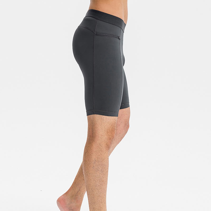 Pantalones cortos deportivos de secado rápido, ajustados y elásticos de Buddha Stones para hombre con bolsillos con cremallera - image 8