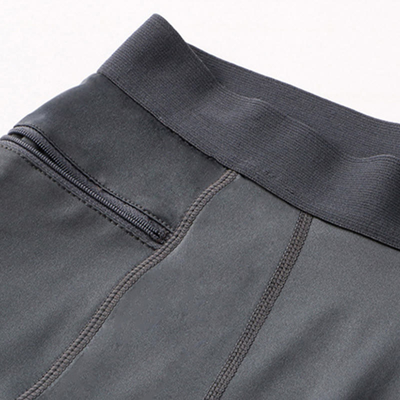 Pantalones cortos deportivos de secado rápido, ajustados y elásticos de Buddha Stones para hombre con bolsillos con cremallera - image 14