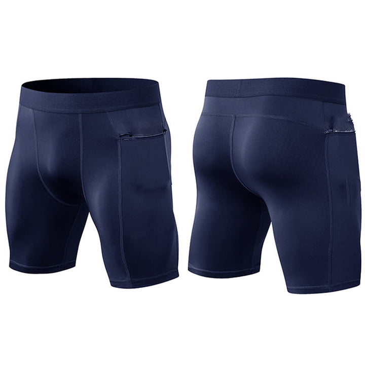 Pantalones cortos deportivos de secado rápido, ajustados y elásticos de Buddha Stones para hombre con bolsillos con cremallera - image 25