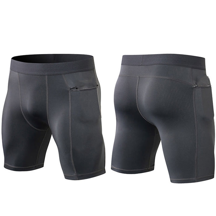 Pantalones cortos deportivos de secado rápido, ajustados y elásticos de Buddha Stones para hombre con bolsillos con cremallera - image 2