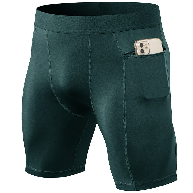 Pantalones cortos deportivos de secado rápido, ajustados y elásticos de Buddha Stones para hombre con bolsillos con cremallera - image 30