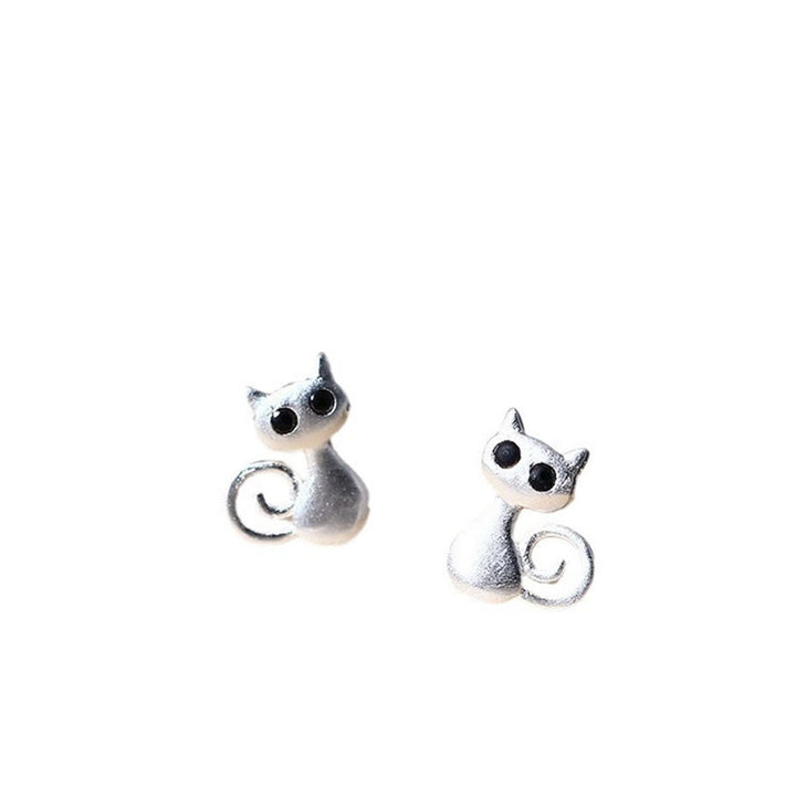 Pendientes de botón con forma de gatito y Buddha Stones en plata de ley 925 con forma de poste - image 6