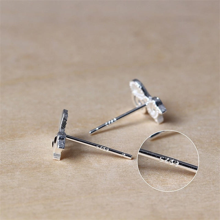 Pendientes de botón con forma de gatito y Buddha Stones en plata de ley 925 con forma de poste - image 4