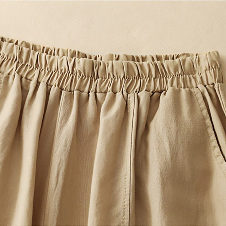 Pantalones harén de algodón para mujer, de largo 7-8, con bolsillos y bordado informal de tela de retazos y Buddha Stones - image 3