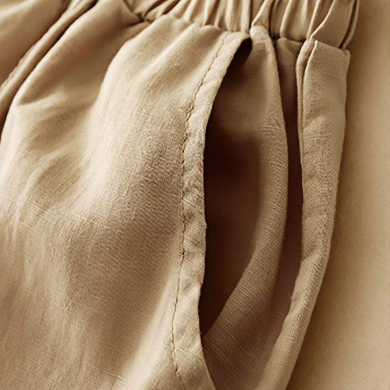 Pantalones harén de algodón para mujer, de largo 7-8, con bolsillos y bordado informal de tela de retazos y Buddha Stones - image 4