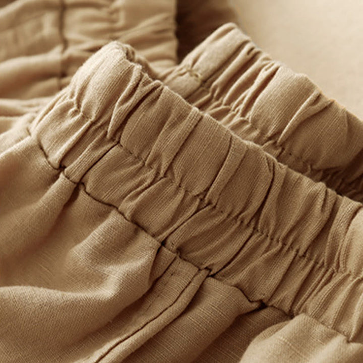 Pantalones harén de algodón para mujer, de largo 7-8, con bolsillos y bordado informal de tela de retazos y Buddha Stones - image 1