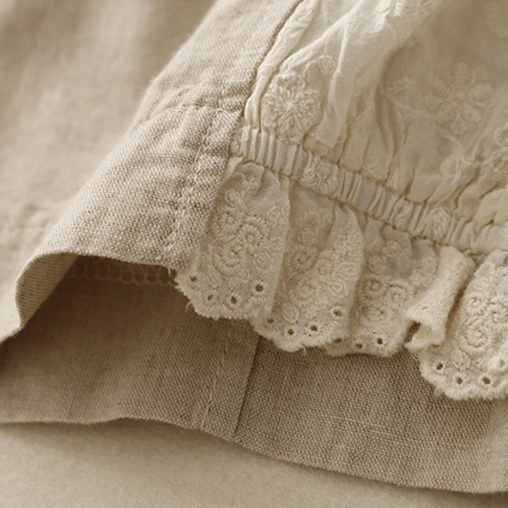 Pantalones harén de algodón para mujer, de largo 7-8, con bolsillos y bordado informal de tela de retazos y Buddha Stones - image 9