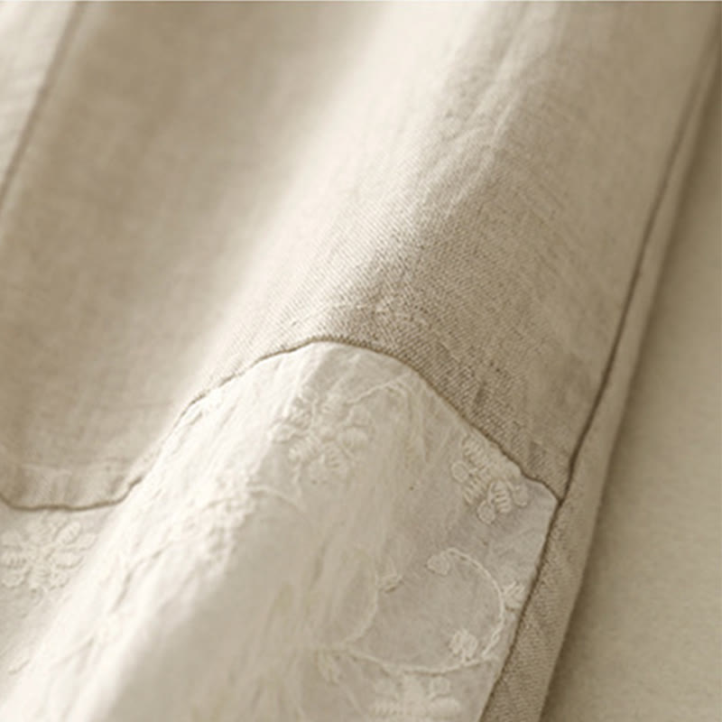 Pantalones harén de algodón para mujer, de largo 7-8, con bolsillos y bordado informal de tela de retazos y Buddha Stones - image 10