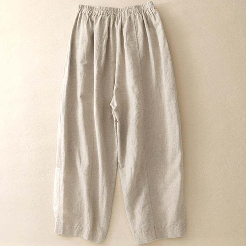 Pantalones harén de algodón para mujer, de largo 7-8, con bolsillos y bordado informal de tela de retazos y Buddha Stones - image 6