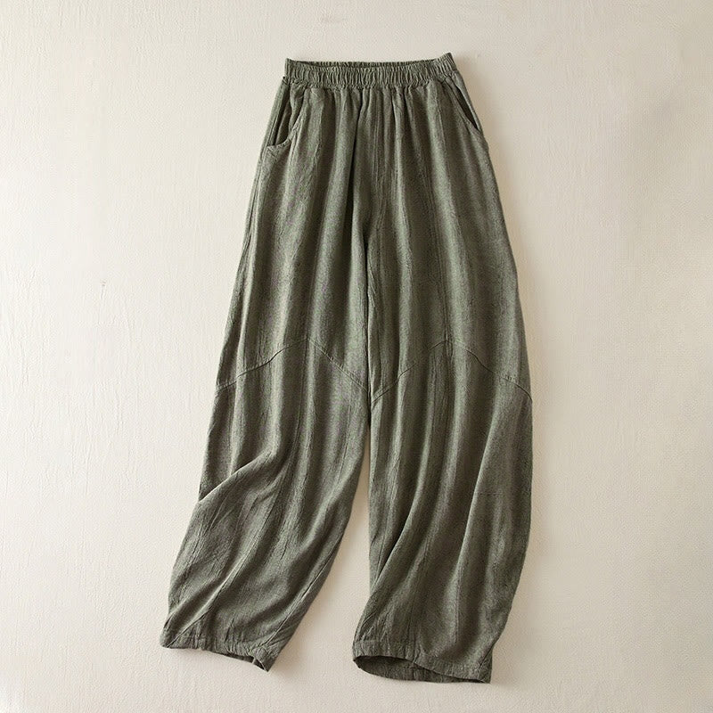 Pantalones harén de algodón para mujer, informales, holgados, de pierna recta, de longitud 7-8, con bolsillos y estampado de Buddha Stones - Verde mar oscuro - US8-10，UK/AU12-14，EU40-42 (2XL) - image 9