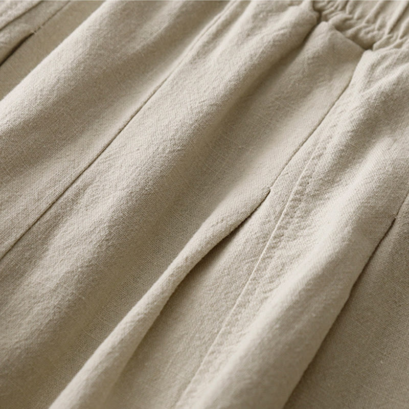 Pantalones harén de lino y algodón para mujer, informales, lisos, de largo 7-8, con bolsillos y estampado Buddha Stones - image 3