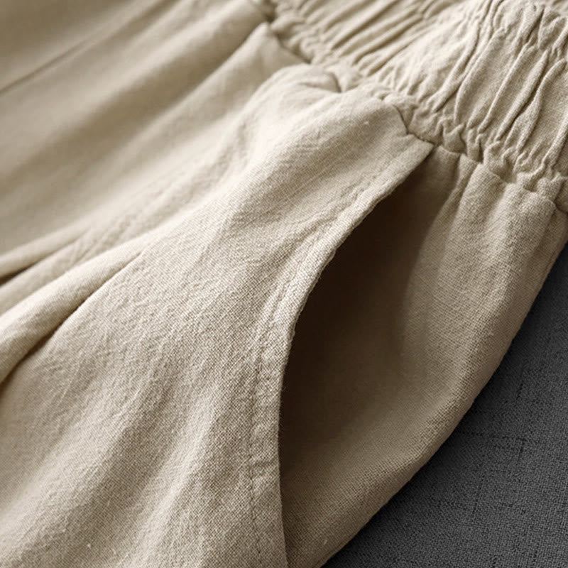 Pantalones harén de lino y algodón para mujer, informales, lisos, de largo 7-8, con bolsillos y estampado Buddha Stones - image 7