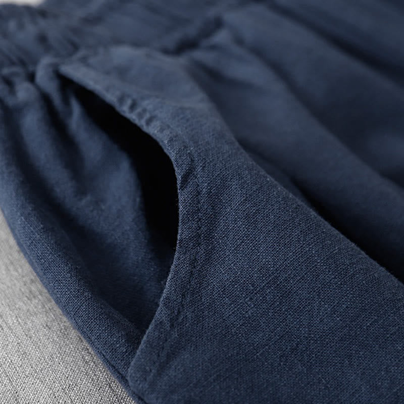 Pantalones harén de lino y algodón para mujer, informales, lisos, de largo 7-8, con bolsillos y estampado Buddha Stones - image 23