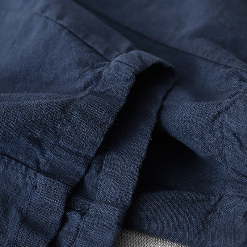Pantalones harén de lino y algodón para mujer, informales, lisos, de largo 7-8, con bolsillos y estampado Buddha Stones