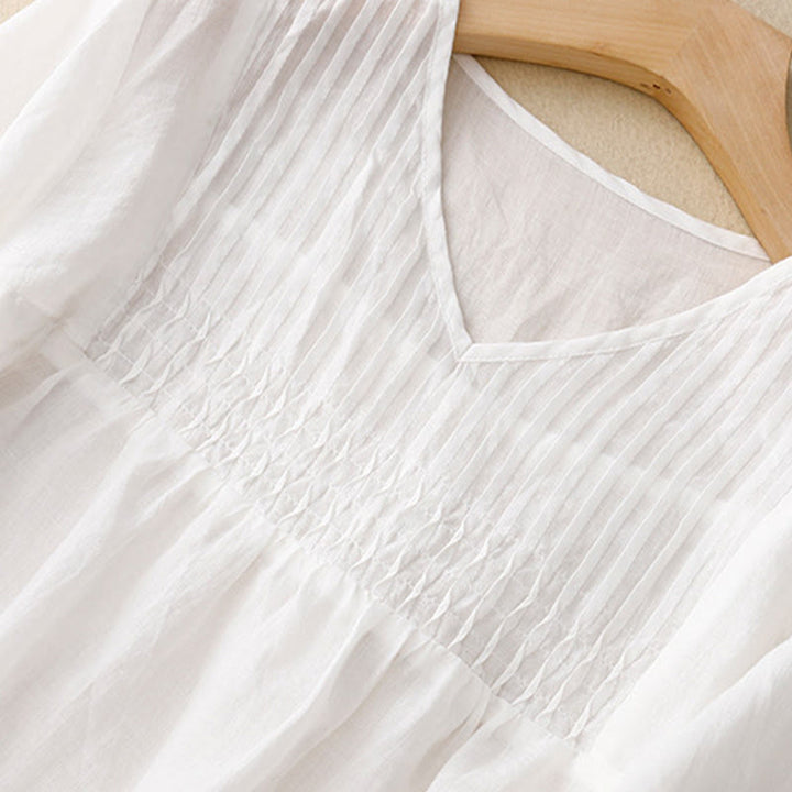Camisa informal holgada de media manga con cuello en V para mujer con Buddha Stones - image 12