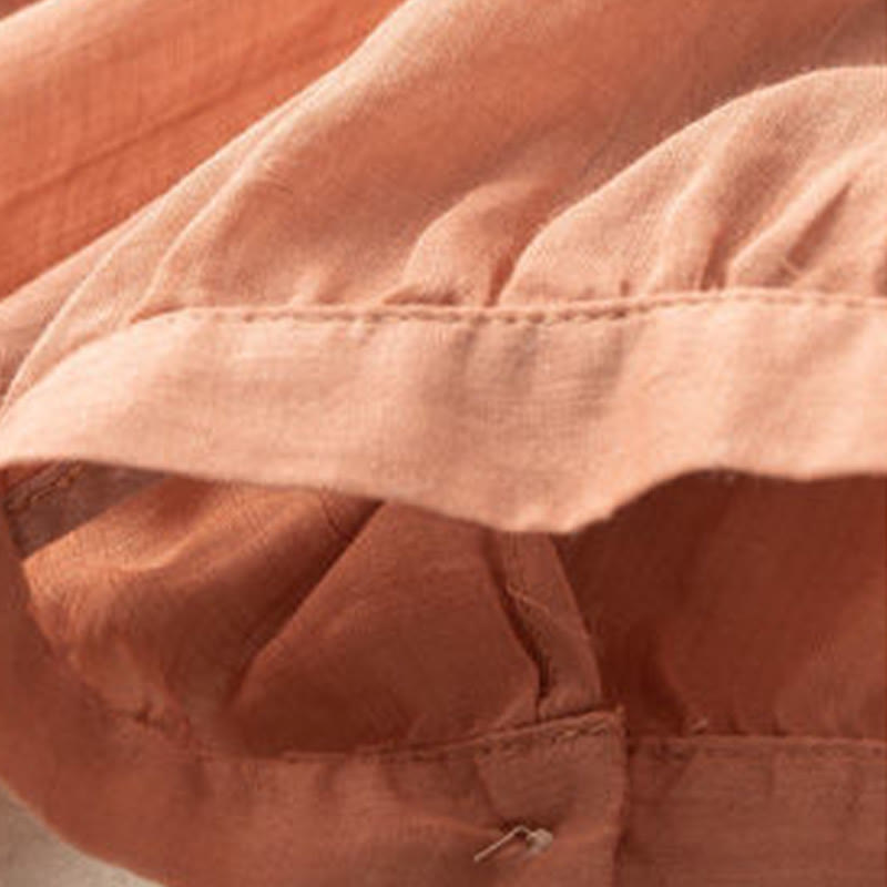 Camisa de algodón de media manga con cuello en V y diseño floral con bordado informal de Buddha Stones para mujer - image 5