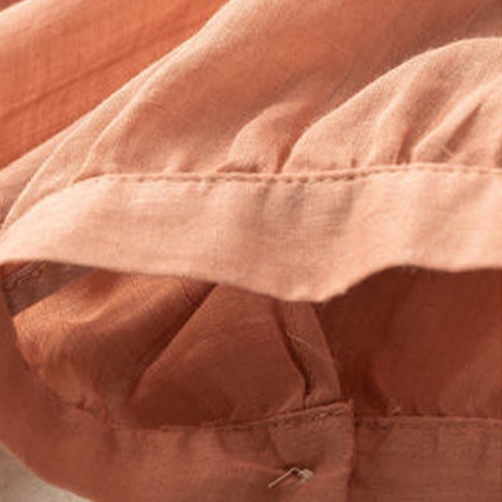 Camisa de algodón de media manga con cuello en V y diseño floral con bordado informal de Buddha Stones para mujer - image 5