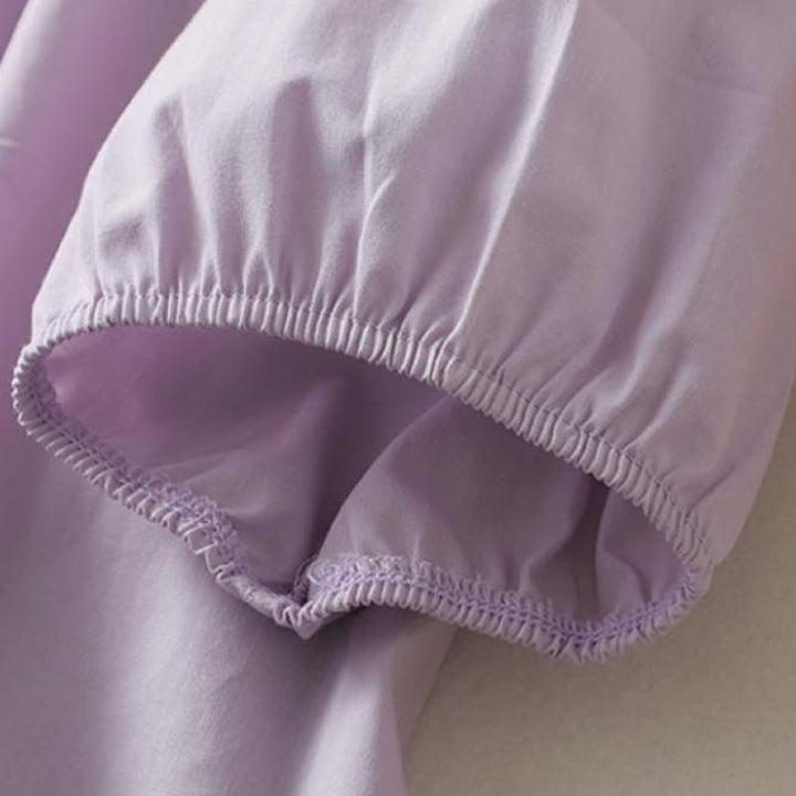 Camisa de lino y algodón de media manga con diseño de cuello con volantes y botones de rana para mujer con Buddha Stones - image 10