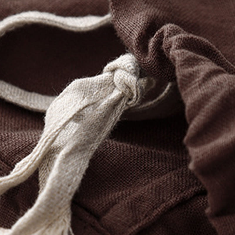 Camiseta de manga corta de algodón y lino con cuello redondo y diseño informal de árbol bordado con Buddha Stones y cordón ajustable para mujer. - image 12