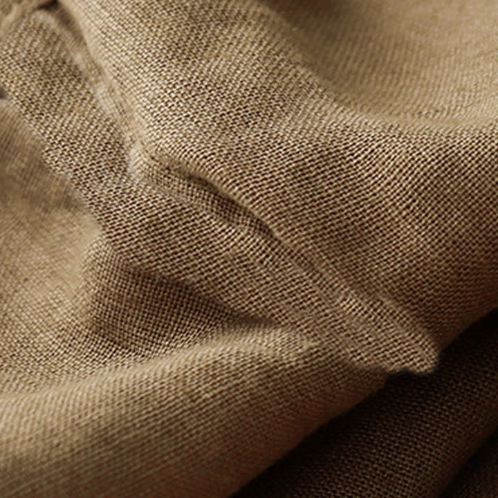 Camiseta de manga corta de algodón y lino con cuello redondo y diseño informal de árbol bordado con Buddha Stones y cordón ajustable para mujer. - image 19