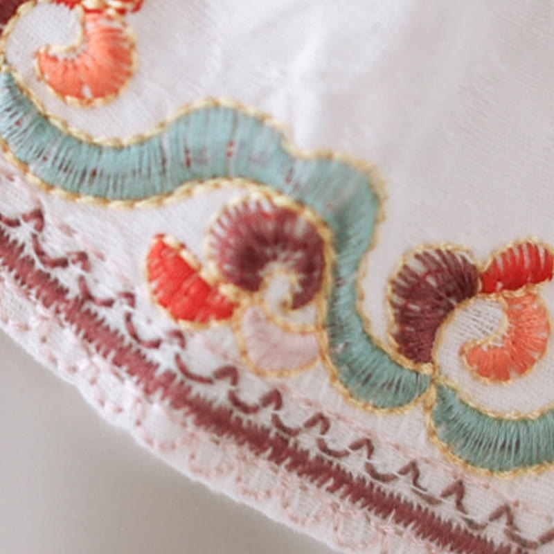 Camisa de lino y algodón con mangas tres cuartos y cuello redondo para mujer con diseño informal de jacquard y botones de rana de Buddha Stones - image 7