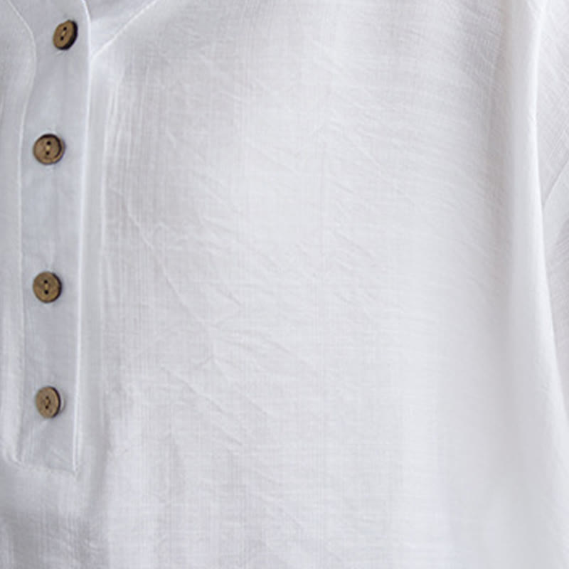 Camisa de viscosa de media manga con diseño de escote en V y estampado casual de Buddha Stones para mujer - image 7