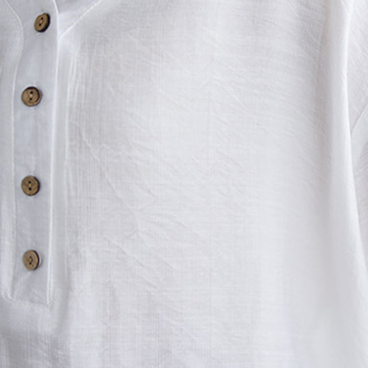 Camisa de viscosa de media manga con diseño de escote en V y estampado casual de Buddha Stones para mujer - image 7