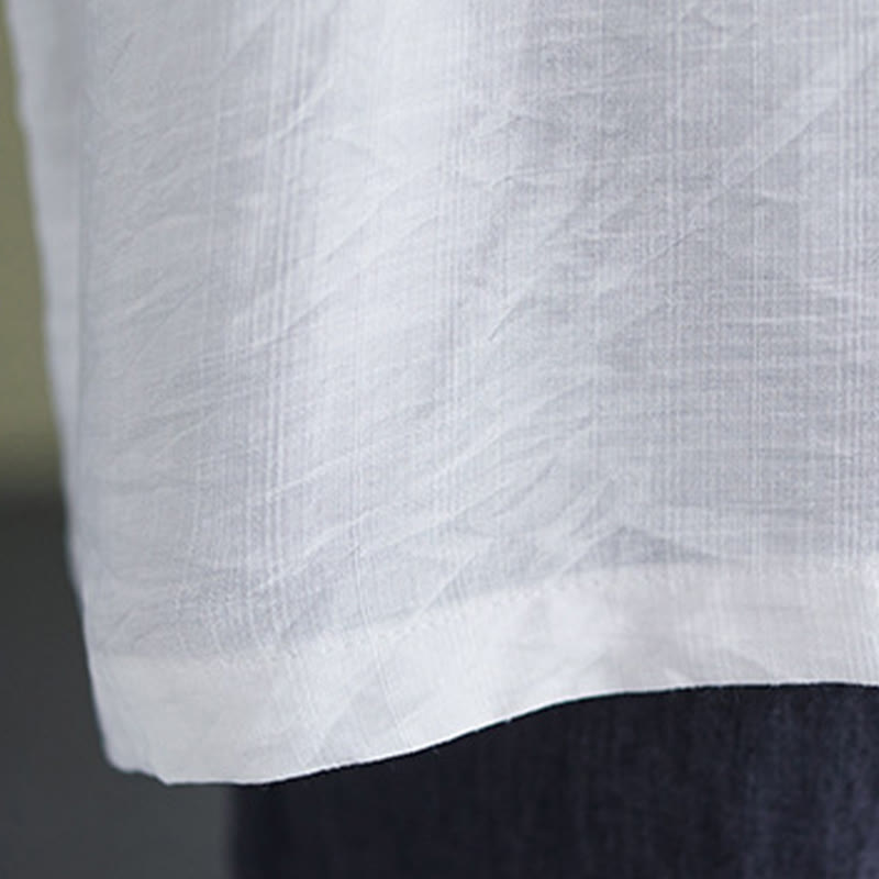 Camisa de viscosa de media manga con diseño de escote en V y estampado casual de Buddha Stones para mujer - image 9