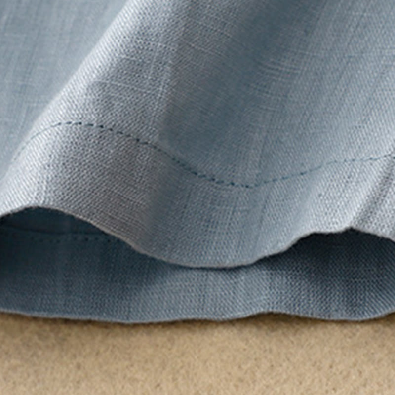 Vestido midi informal de lino y algodón con cuello redondo, mangas cortas, cordones y bolsillos de Buddha Stones - image 12