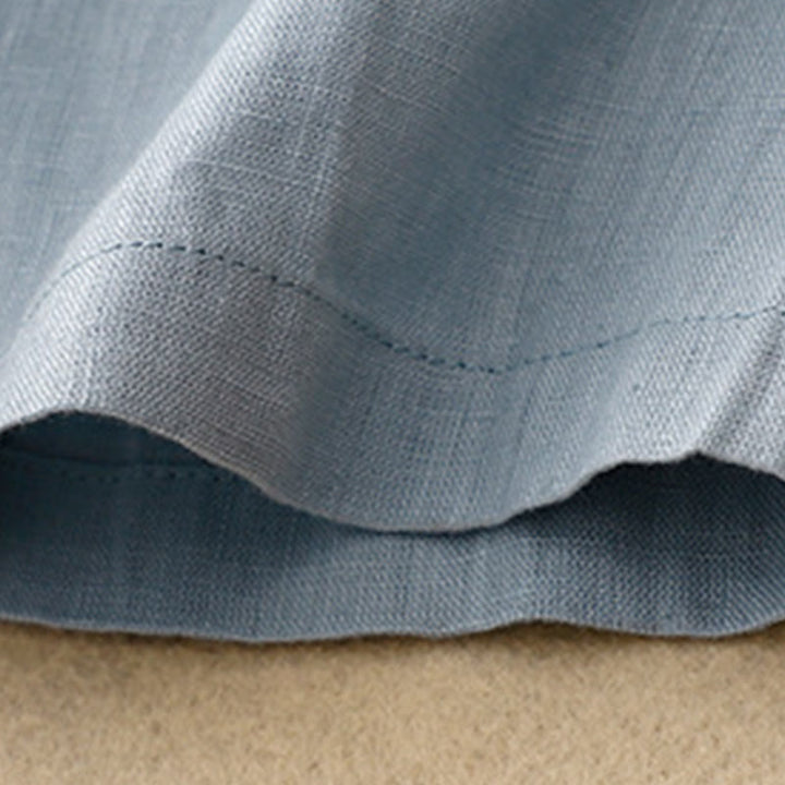 Vestido midi informal de lino y algodón con cuello redondo, mangas cortas, cordones y bolsillos de Buddha Stones - image 12