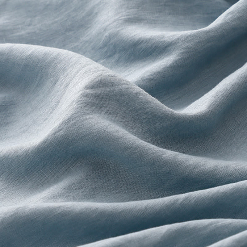 Vestido midi informal de lino y algodón con cuello redondo, mangas cortas, cordones y bolsillos de Buddha Stones - image 16