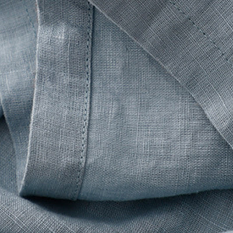 Vestido midi informal de lino y algodón con cuello redondo, mangas cortas, cordones y bolsillos de Buddha Stones - image 14