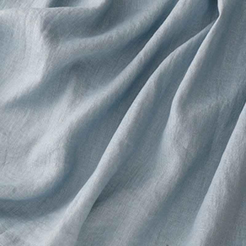 Vestido midi informal de lino y algodón con cuello redondo, mangas cortas, cordones y bolsillos de Buddha Stones - image 13