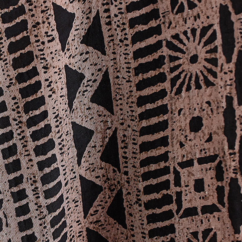 Vestido midi informal holgado con estampado de Buddha Stones, de lino y algodón teñido, con escote en V y media manga y bolsillos. - image 11